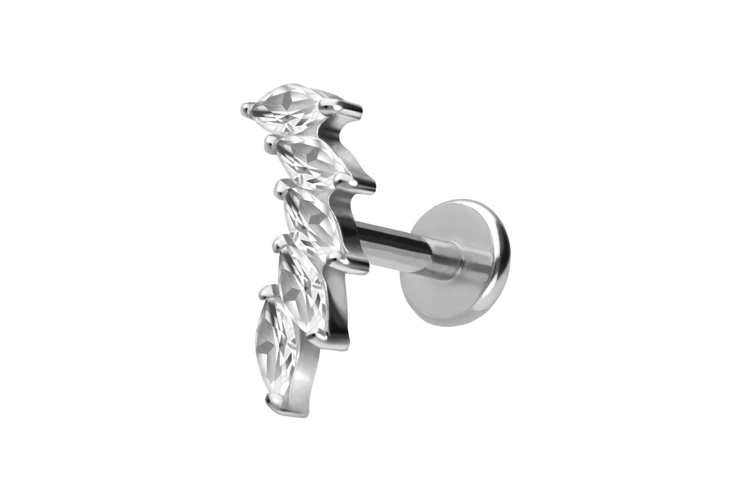 Titan Labret Piercing mit Push Fit 5 EINGEFASSTE KRISTALLTROPFEN